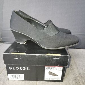 George Women's Black Wedge Shoes